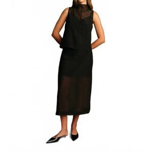 NEW DELUC hugh sheer top in black